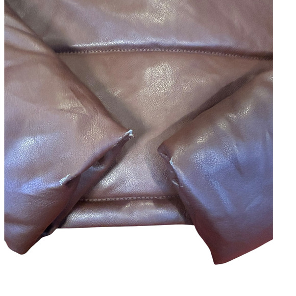 NWT Abercrombie & Fitch Chocolate Brown Faux Leather Mini Puffer Jacket Size XS - Picture 7 of 11